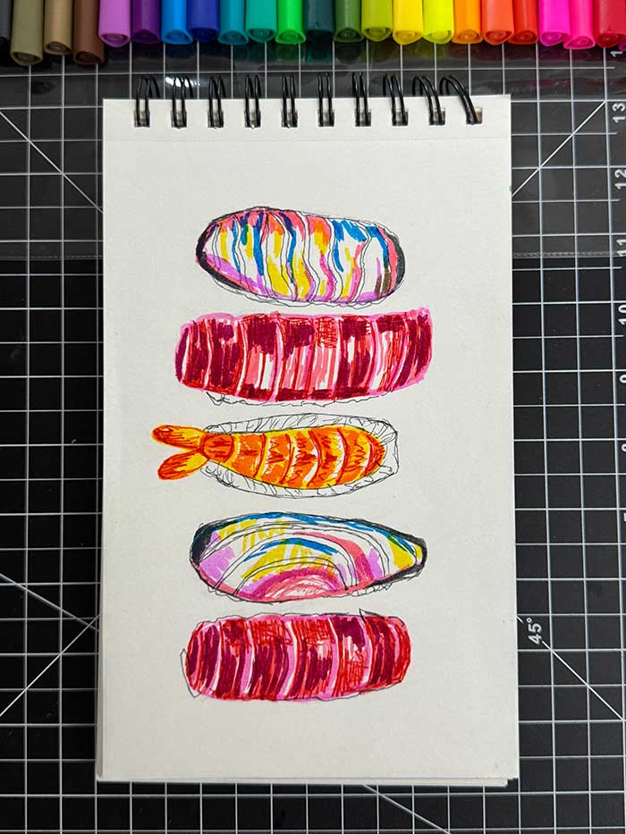 Nigiri marker drawing by Megan Coyle