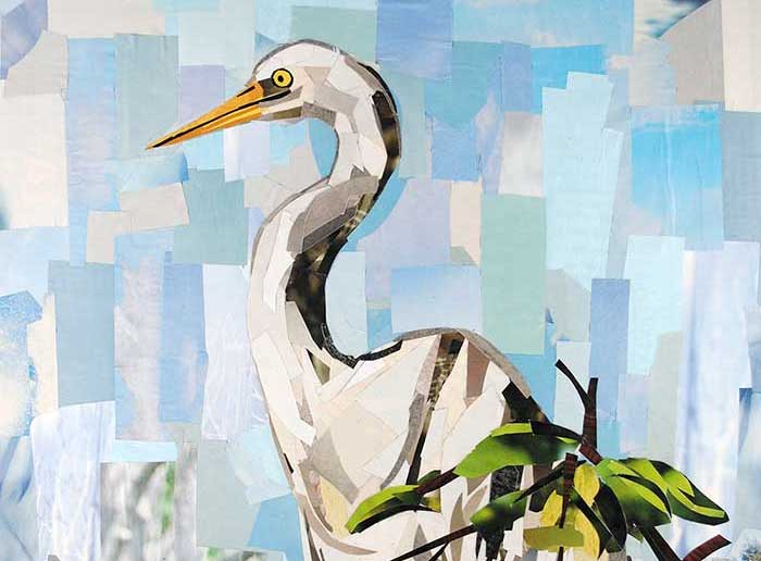 Crane by collage artist Megan Coyle